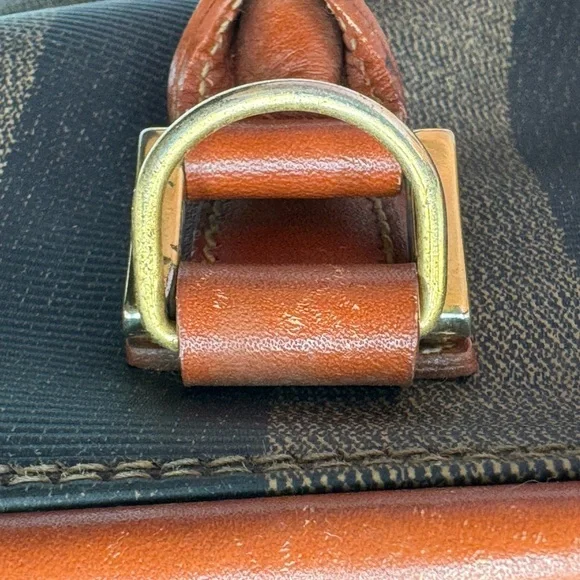 Fendi-Authentic- Pecan Canvas Boston Bag Brown / Black - Picture 9 of 16